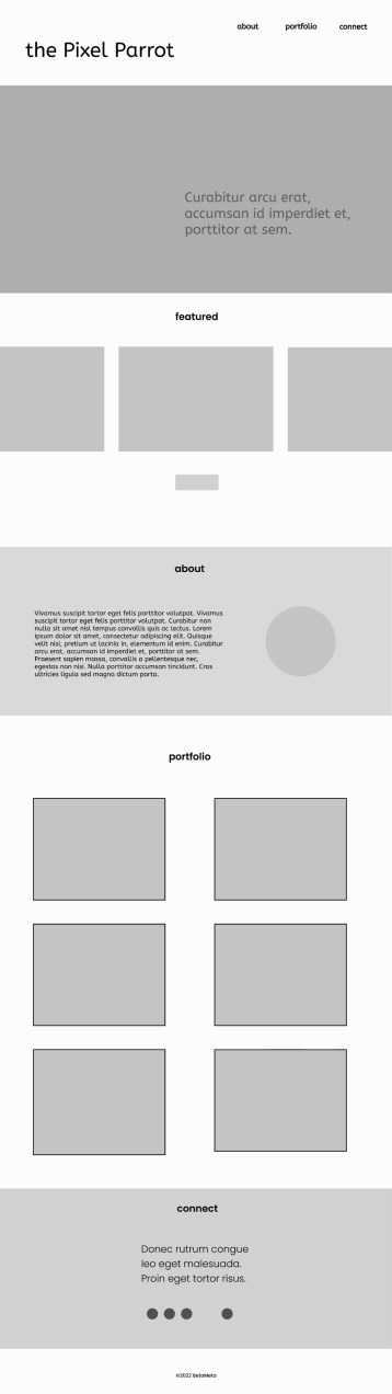 the PixelParrot wireframe iterations #1