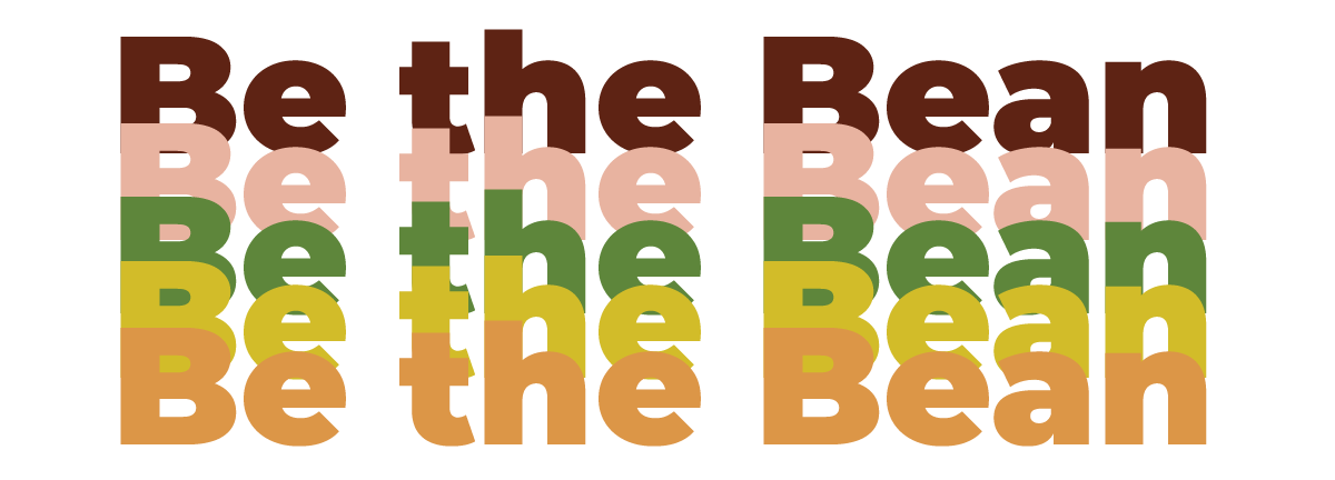 Be the Bean text logos in 5 different colors