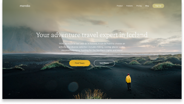 Landing page Adventure Iceland