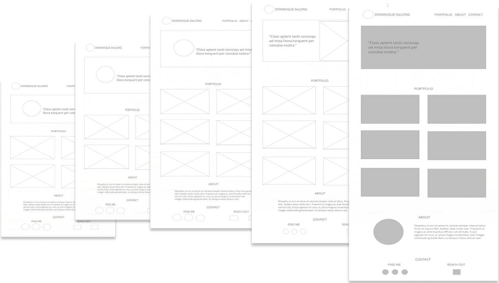 XD wireframe iterations 